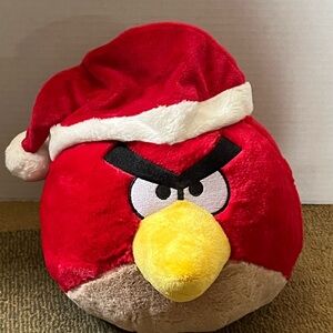 Red RARE Angry Bird Terrence Plush with Santa Hat - Kids Stuffed Toy 2011